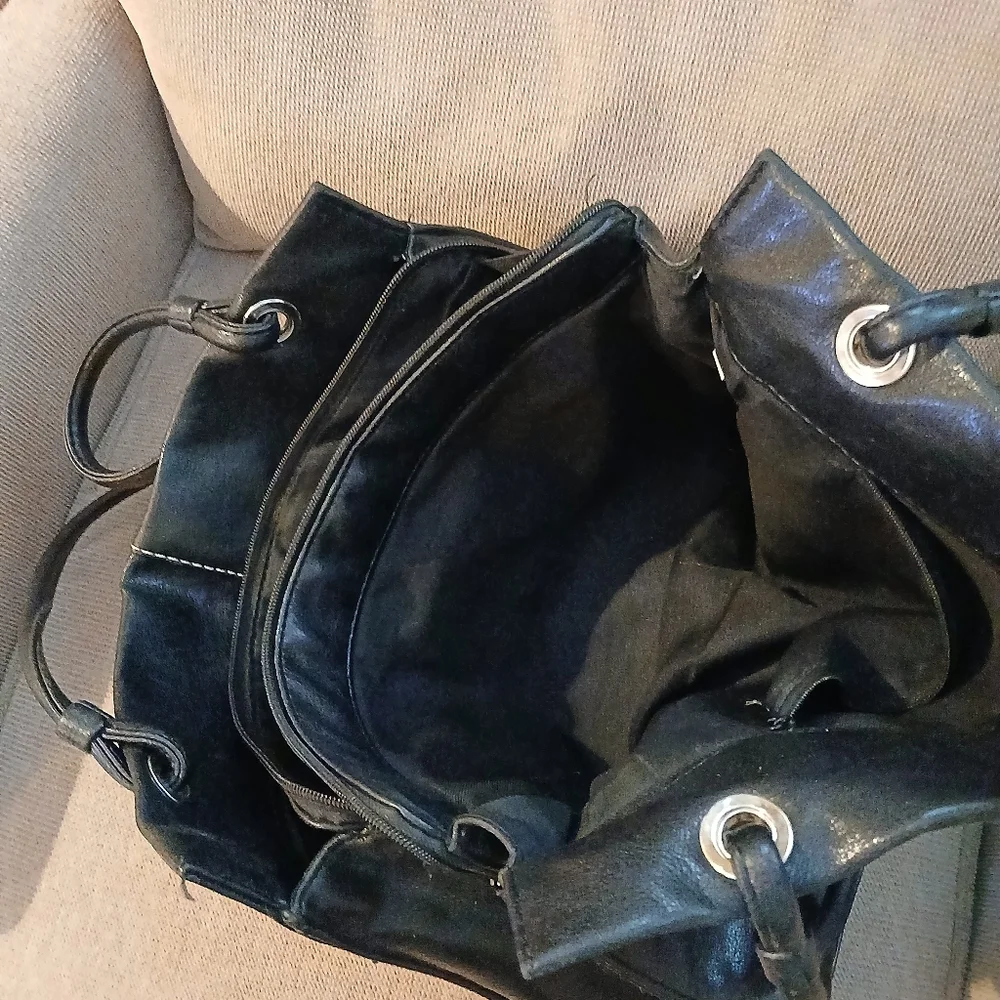 Elegant Black Leather Tote Bag